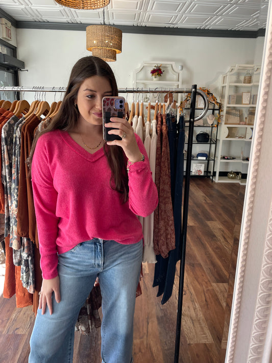 Fuchsia Ribbed Top