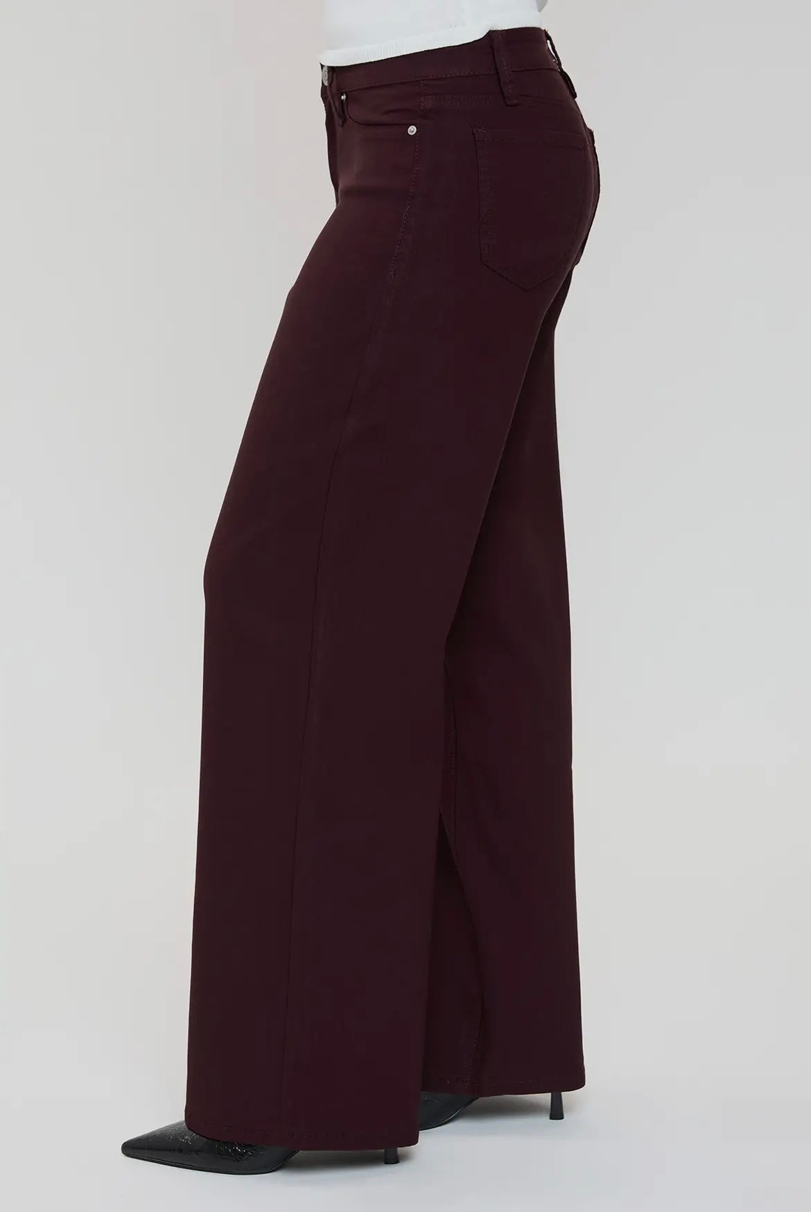 Dark Berry Wide Leg Stretch Pants
