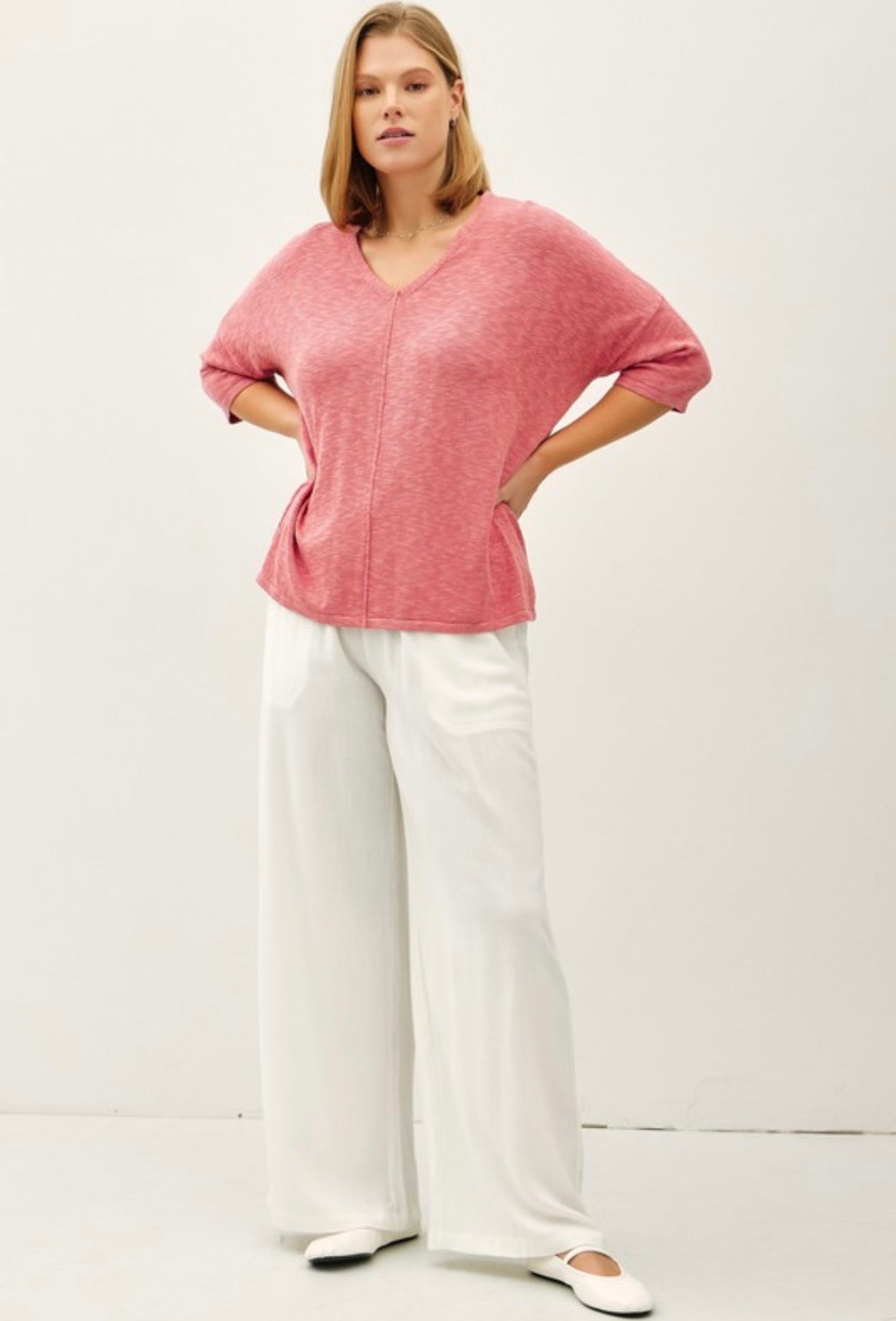 Coral Cotton Slub Top