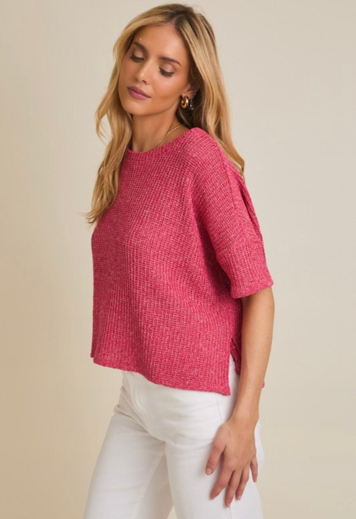Berry Short Sleeve Waffle Top