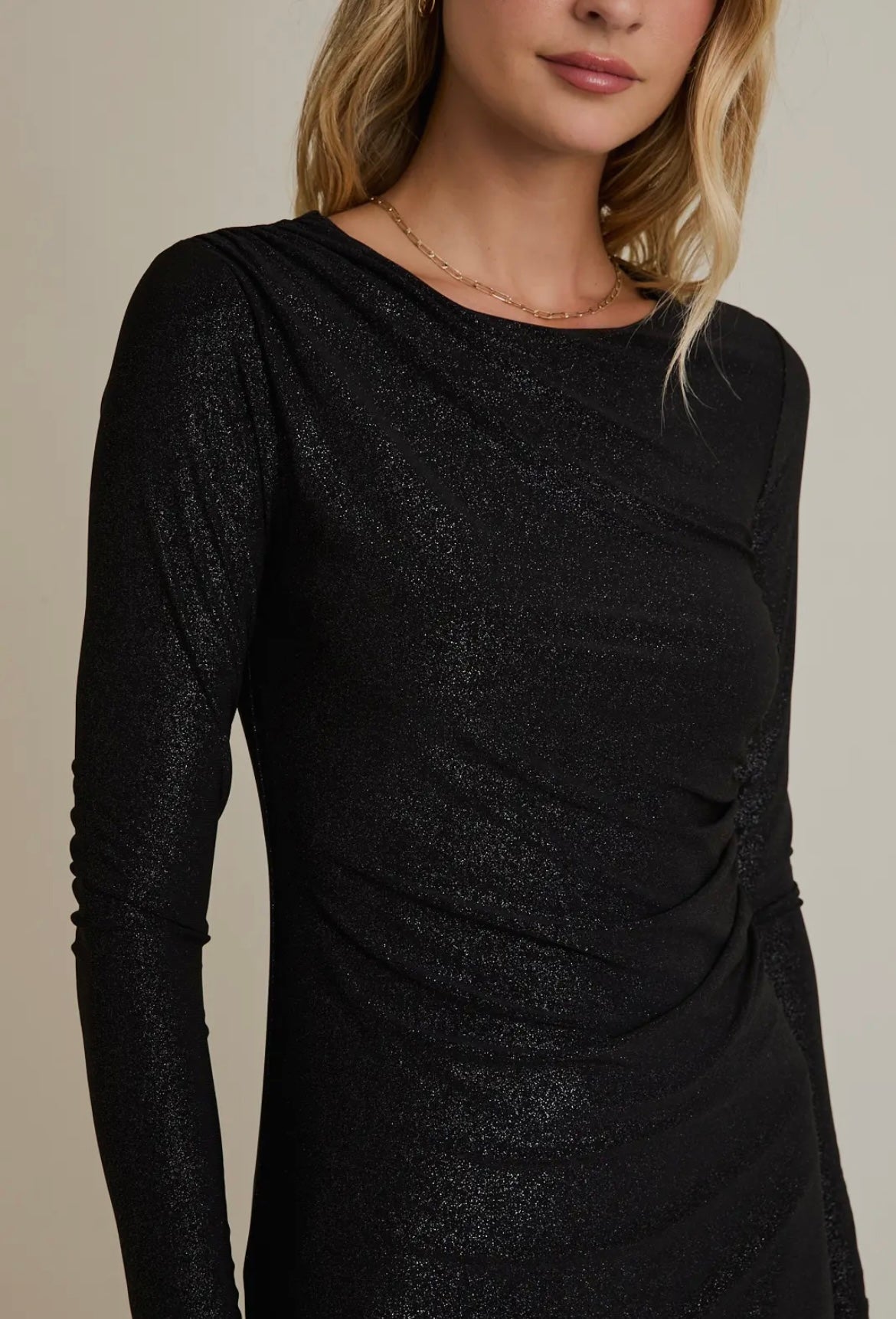 Black Shirred Mini Dress