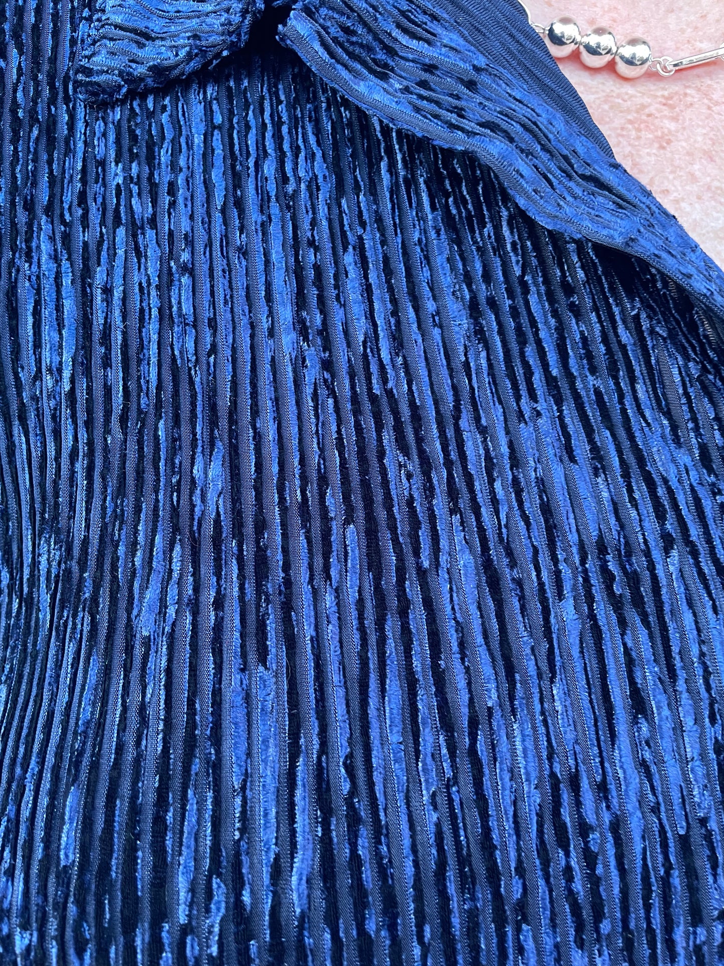 Navy Textured Velvet Blouse