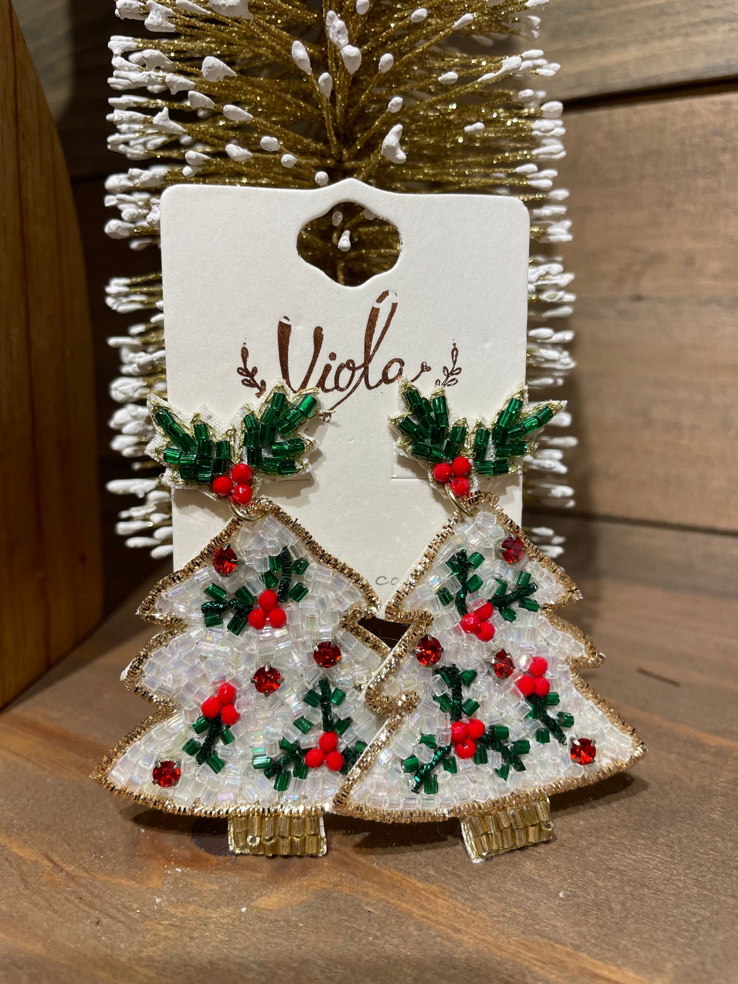 Red and Green Christmas Tree Earrings