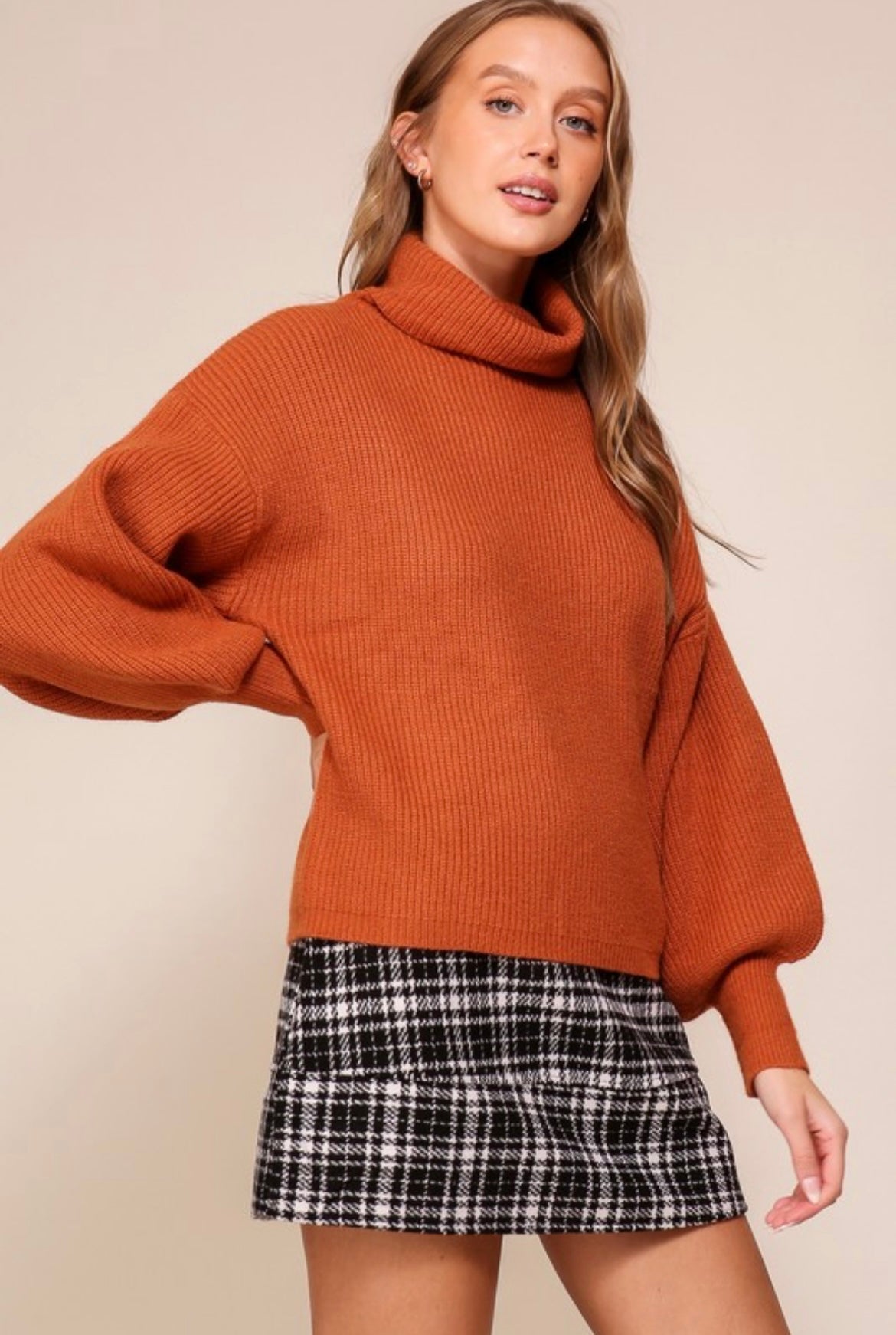 Burnt Orange Turtleneck Sweater