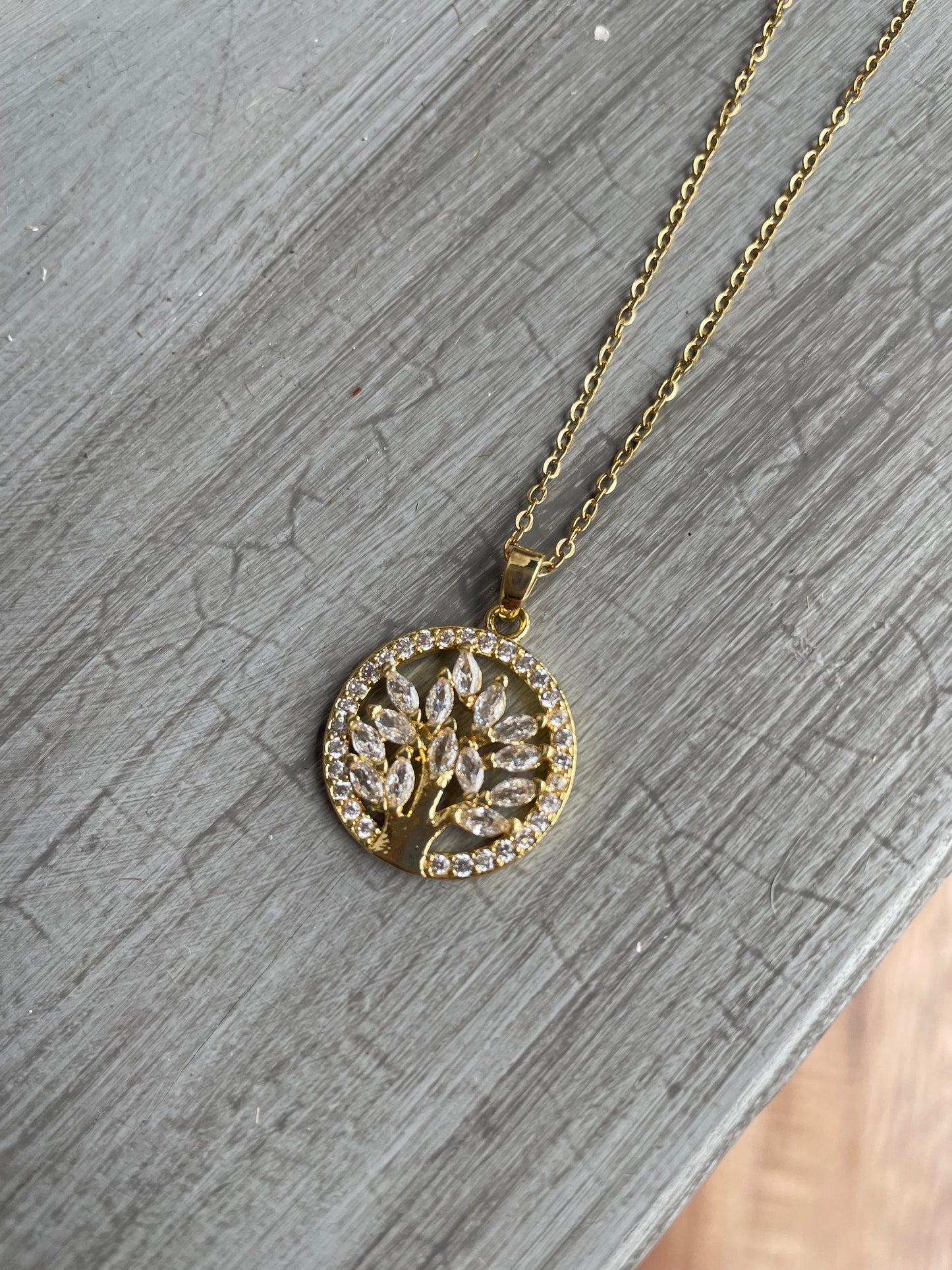 Circular Tree Pendant Necklace