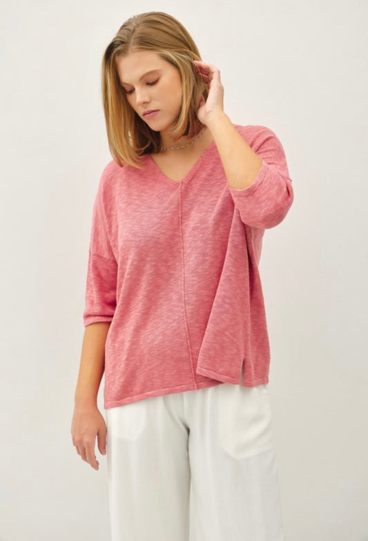 Coral Cotton Slub Top