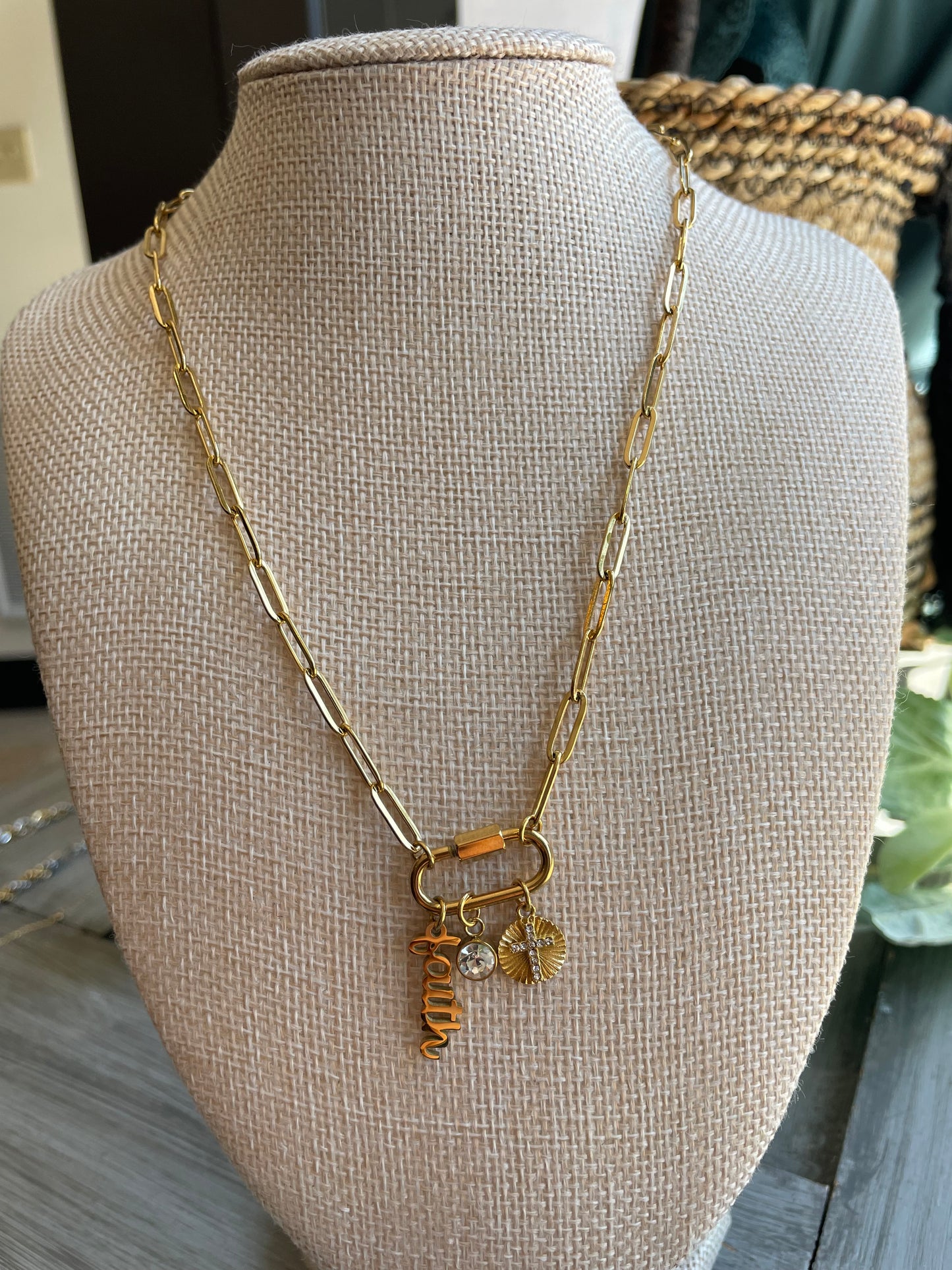 Stainless Steel Faith Paperclip Chain Necklace