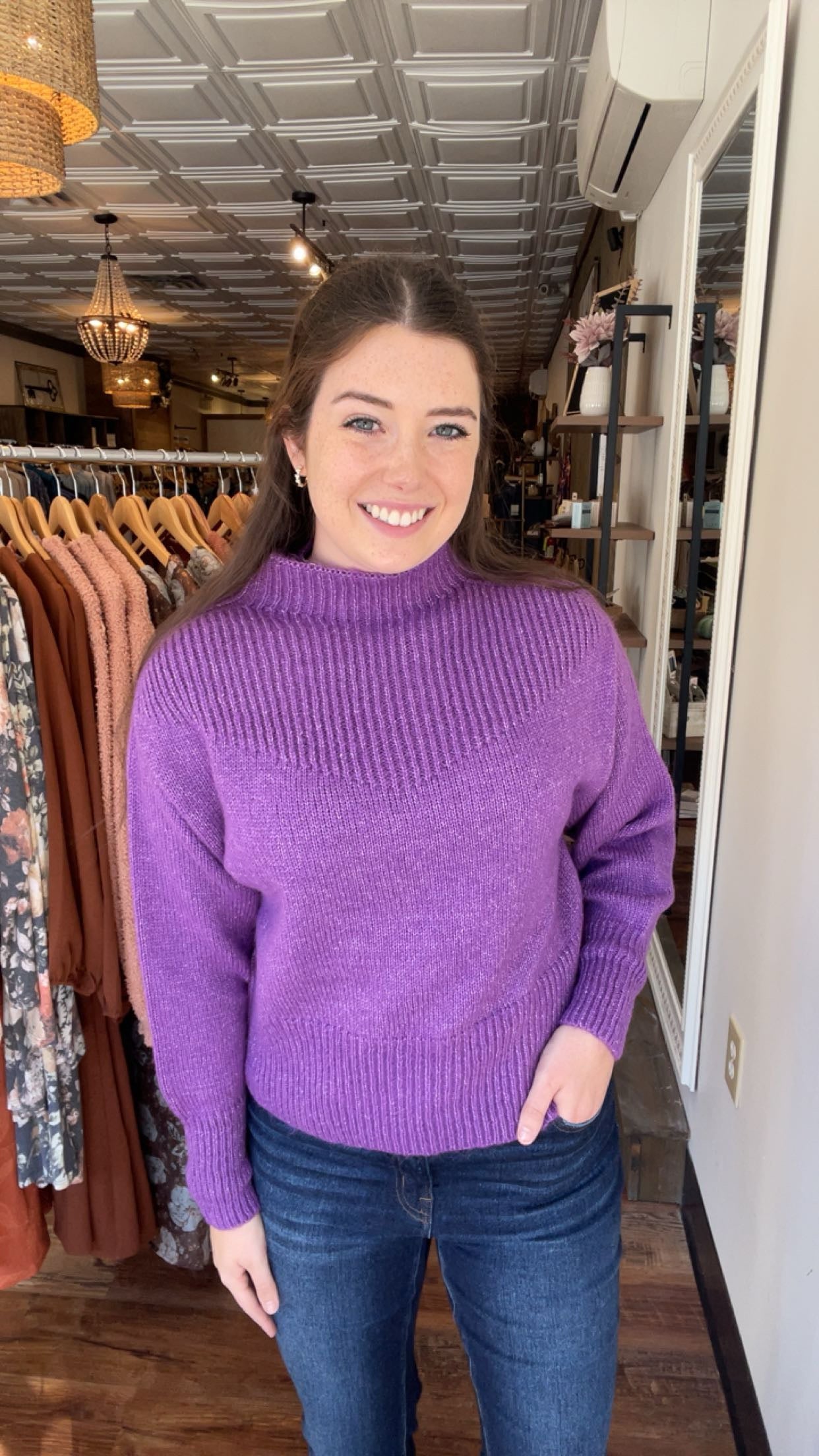 Purple Mock Neck Sweater
