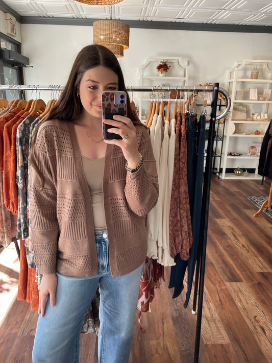 Brown Pointelle Cardigan