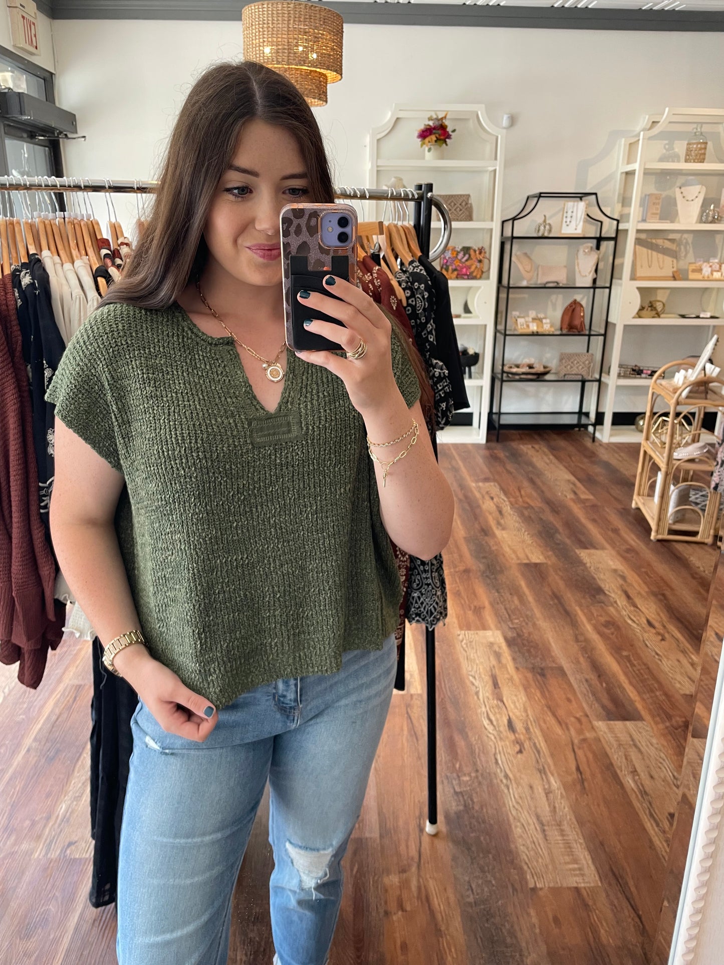 Olive Green Knit Top