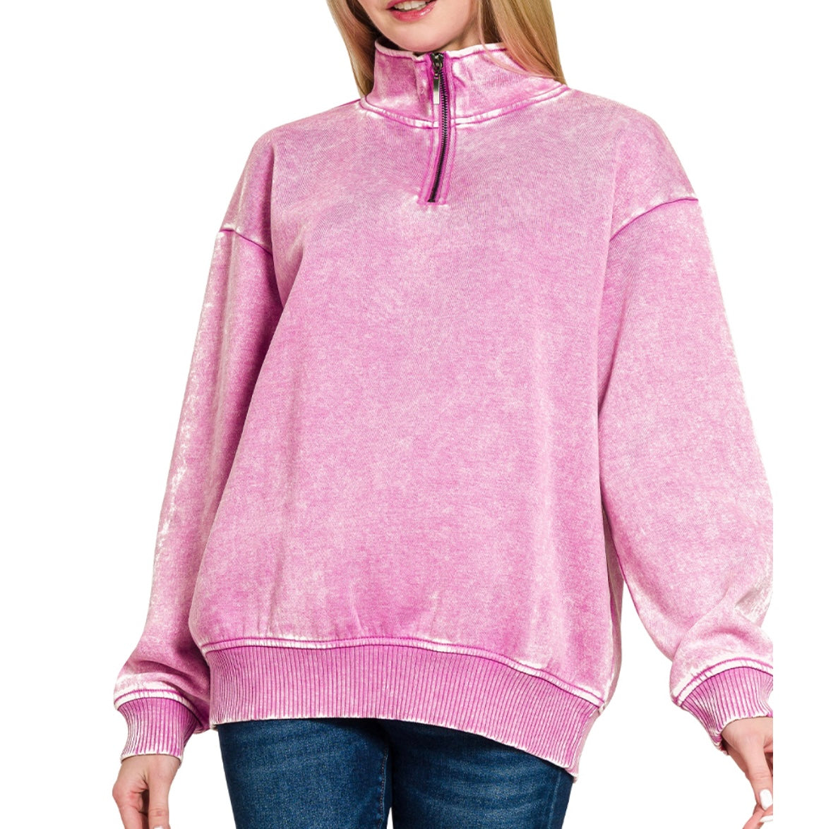 Mineral Wash Fleece Half Zip