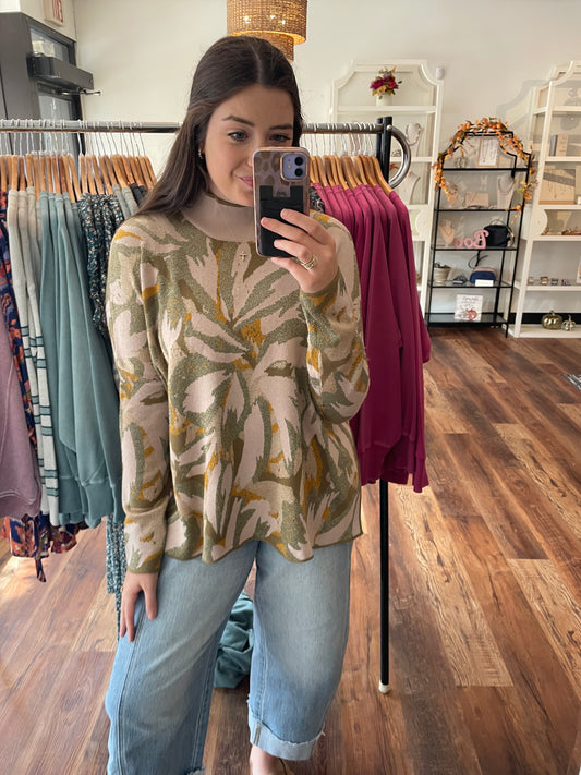 Olive and Mustard Sparkle Sweater