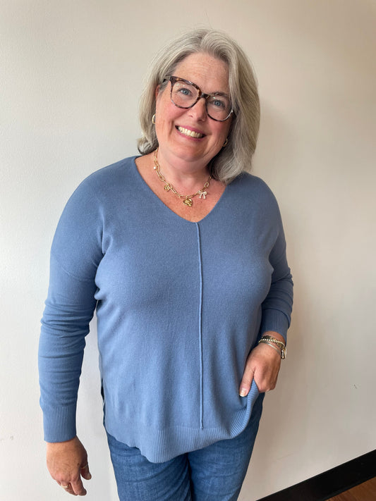 Blue Front Seam Sweater
