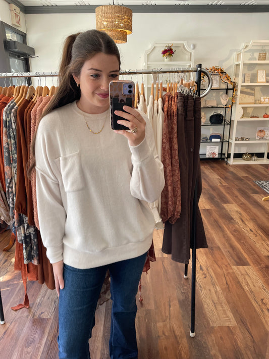 Sand Beige Brushed Oversized Top