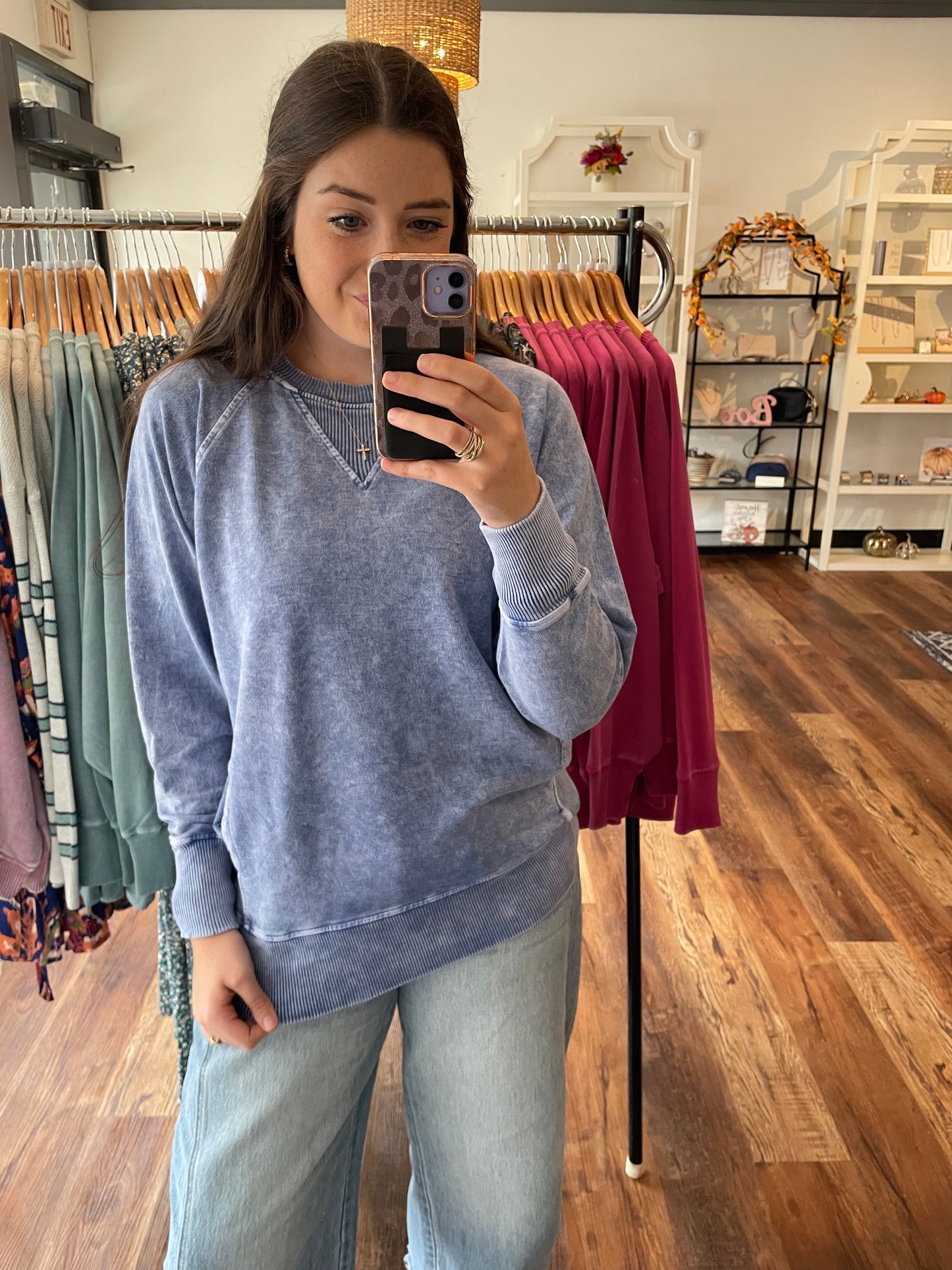 Navy Mineral Wash French Terry Sweatshirt