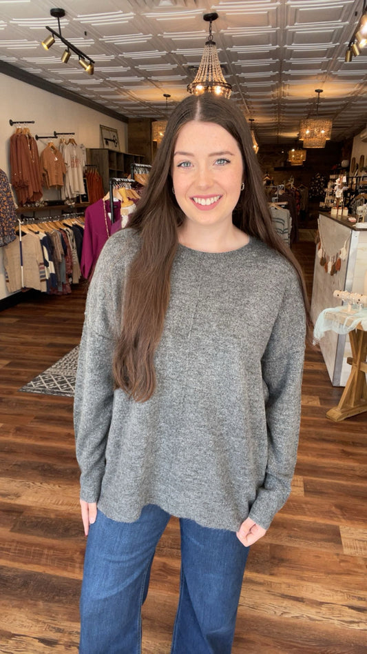 Charcoal Front Seam Knit Sweater