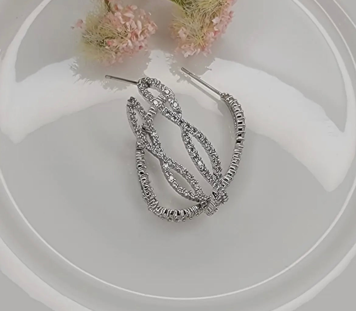 Braided CZ Hoop Earrings