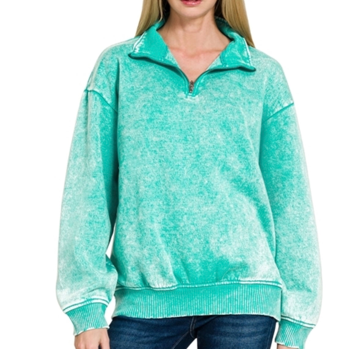 Mineral Wash Fleece Half Zip