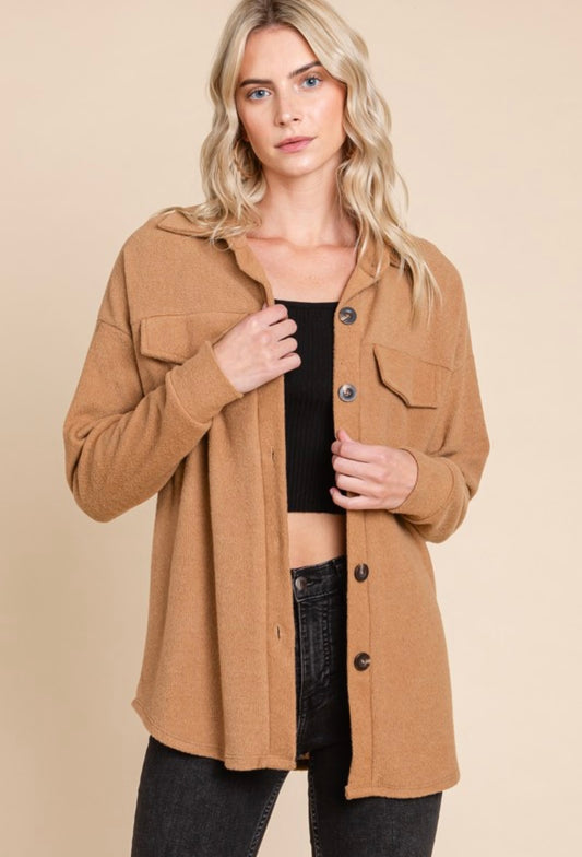 Camel Brushed Shacket