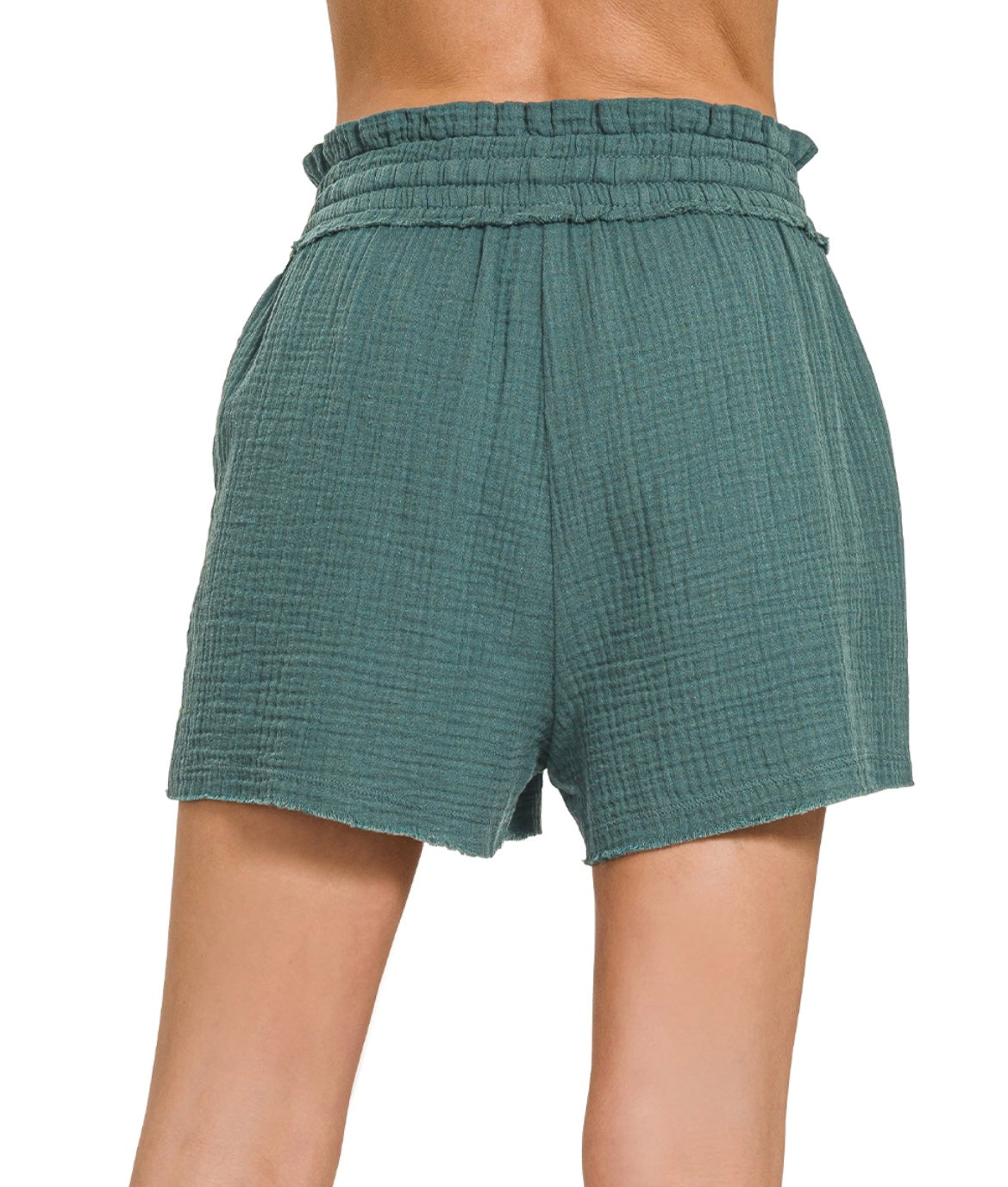 Gauze Elastic Waist Shorts