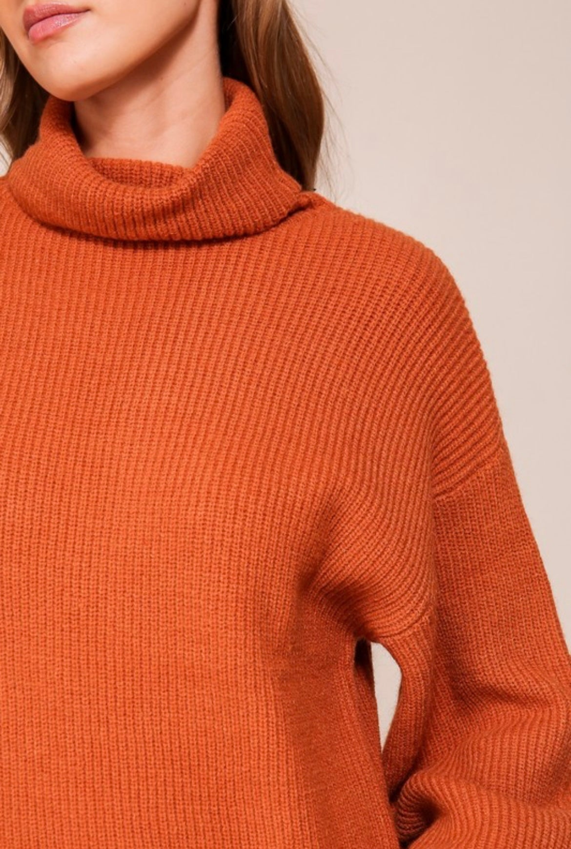 Burnt Orange Turtleneck Sweater