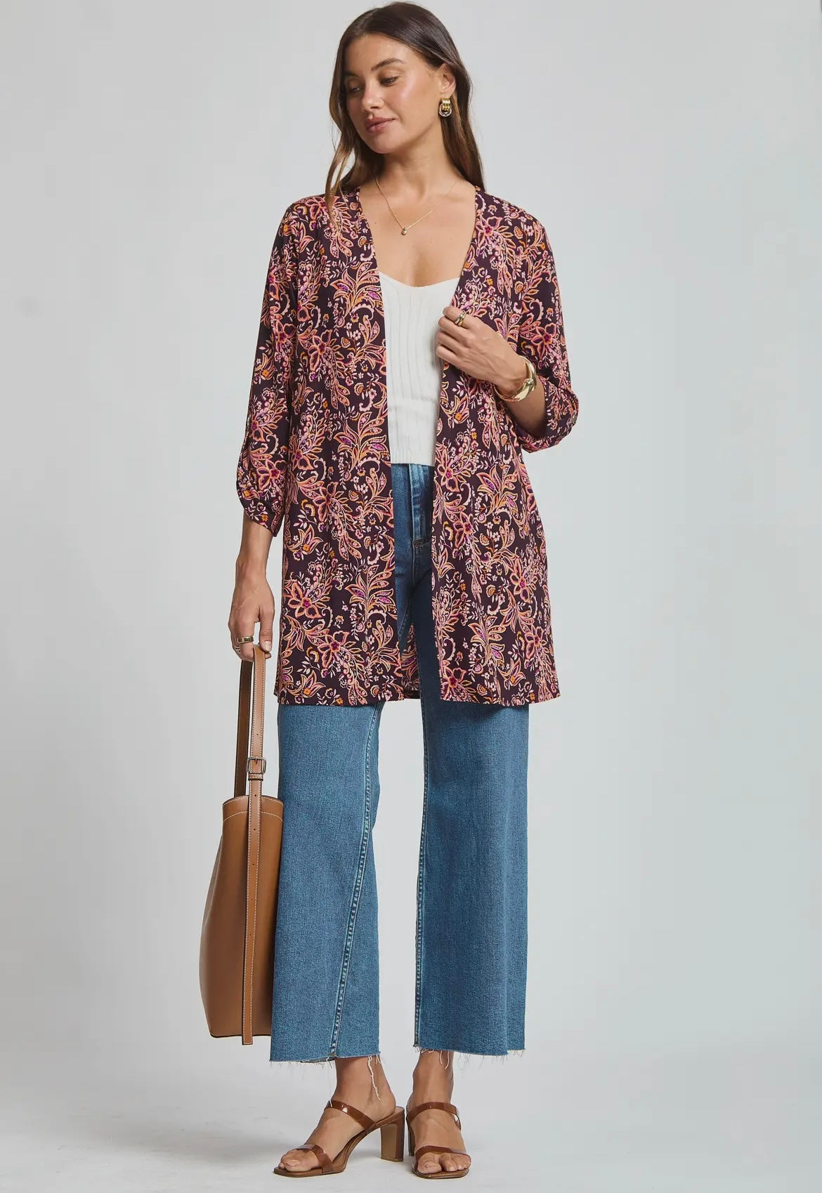 Dark Berry Fall Floral Duster