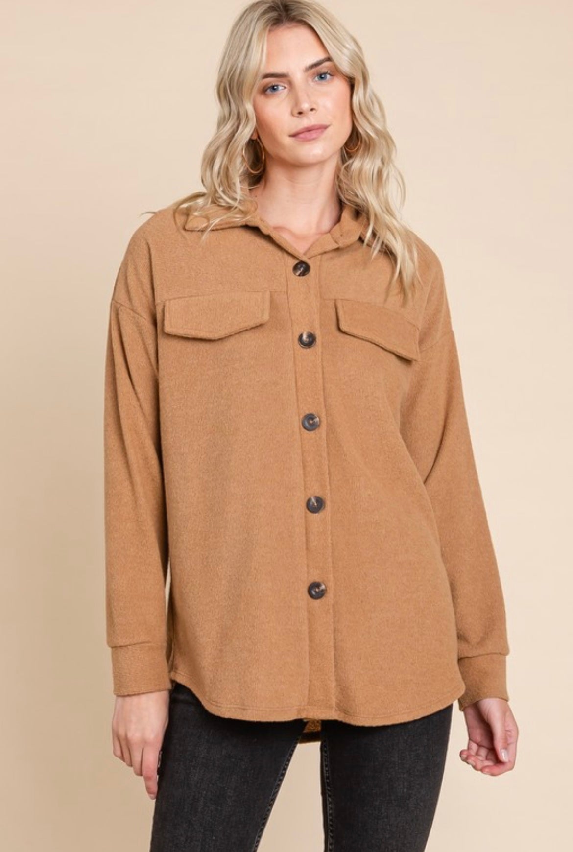 Camel Brushed Shacket