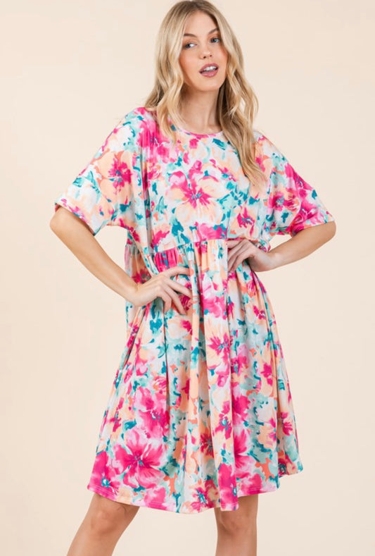 Mint, Orange and Fuchsia Dress