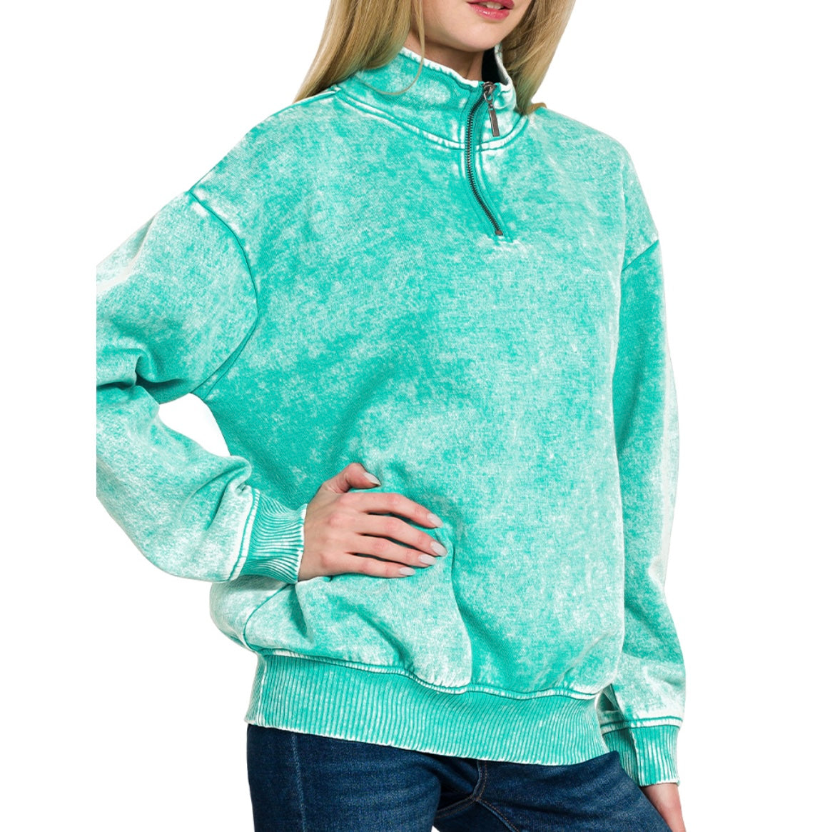 Mineral Wash Fleece Half Zip