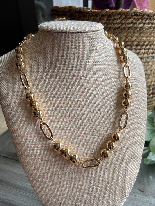 Oval and Ball Necklace