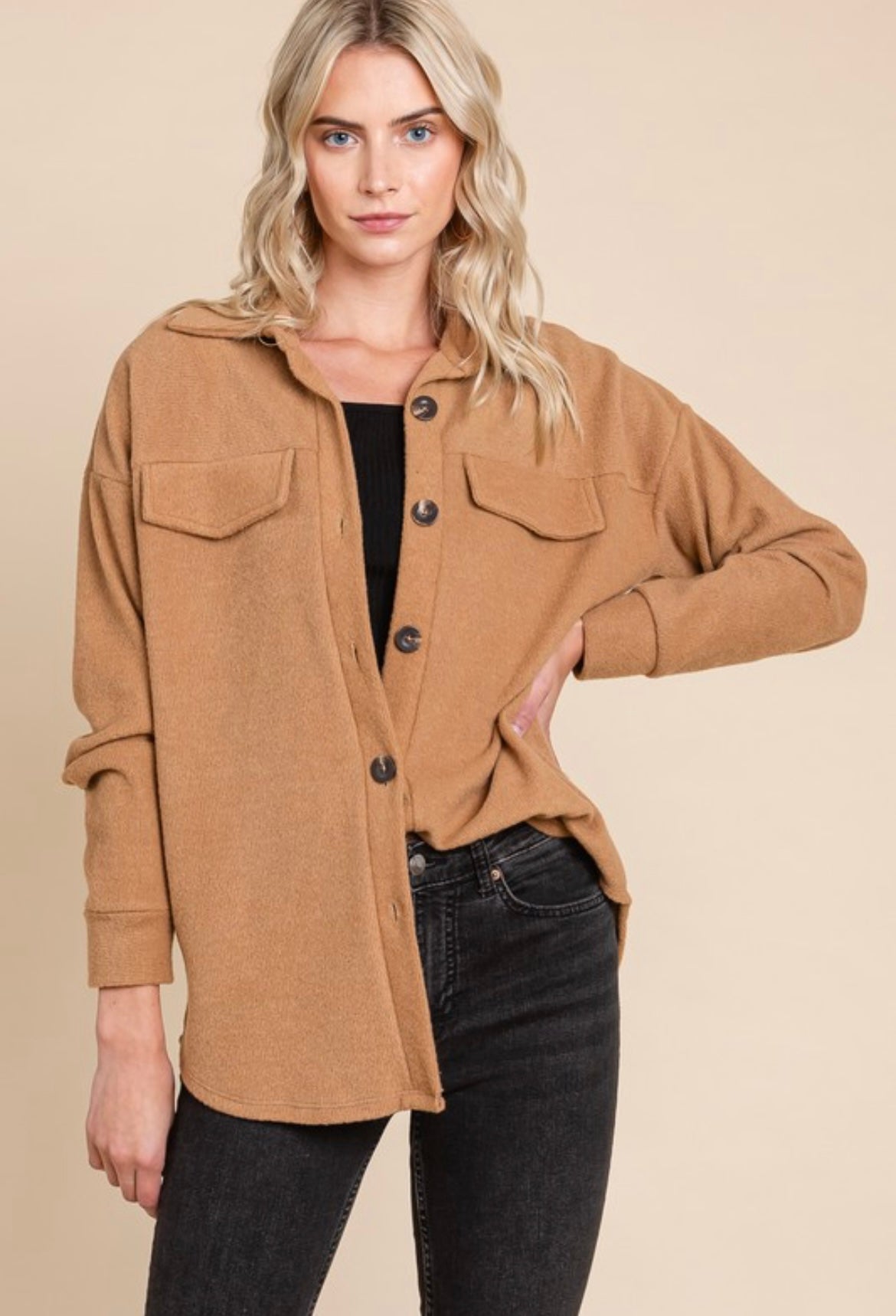 Camel Brushed Shacket