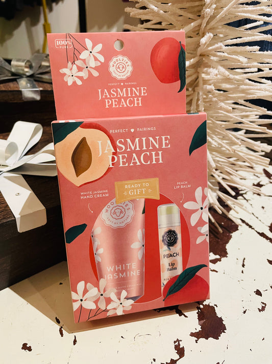 Jasmine Peach Hand Cream and Lip Balm Duo