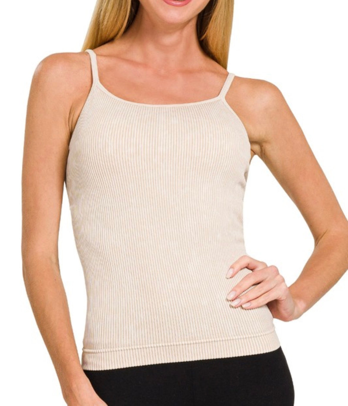Stone Washed Ribbed Seamless Tank