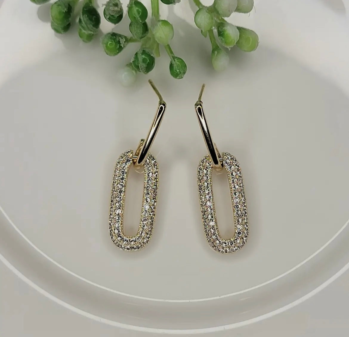 Gold Paperclip Dangle Earrings