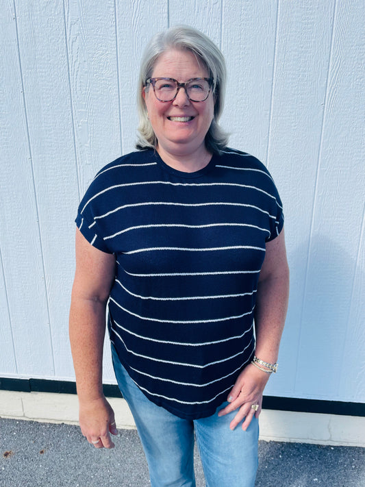 Navy and White Stripe Knit