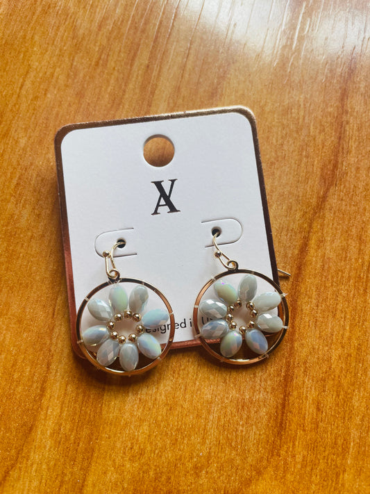 Light Blue Floral Circular Earrings
