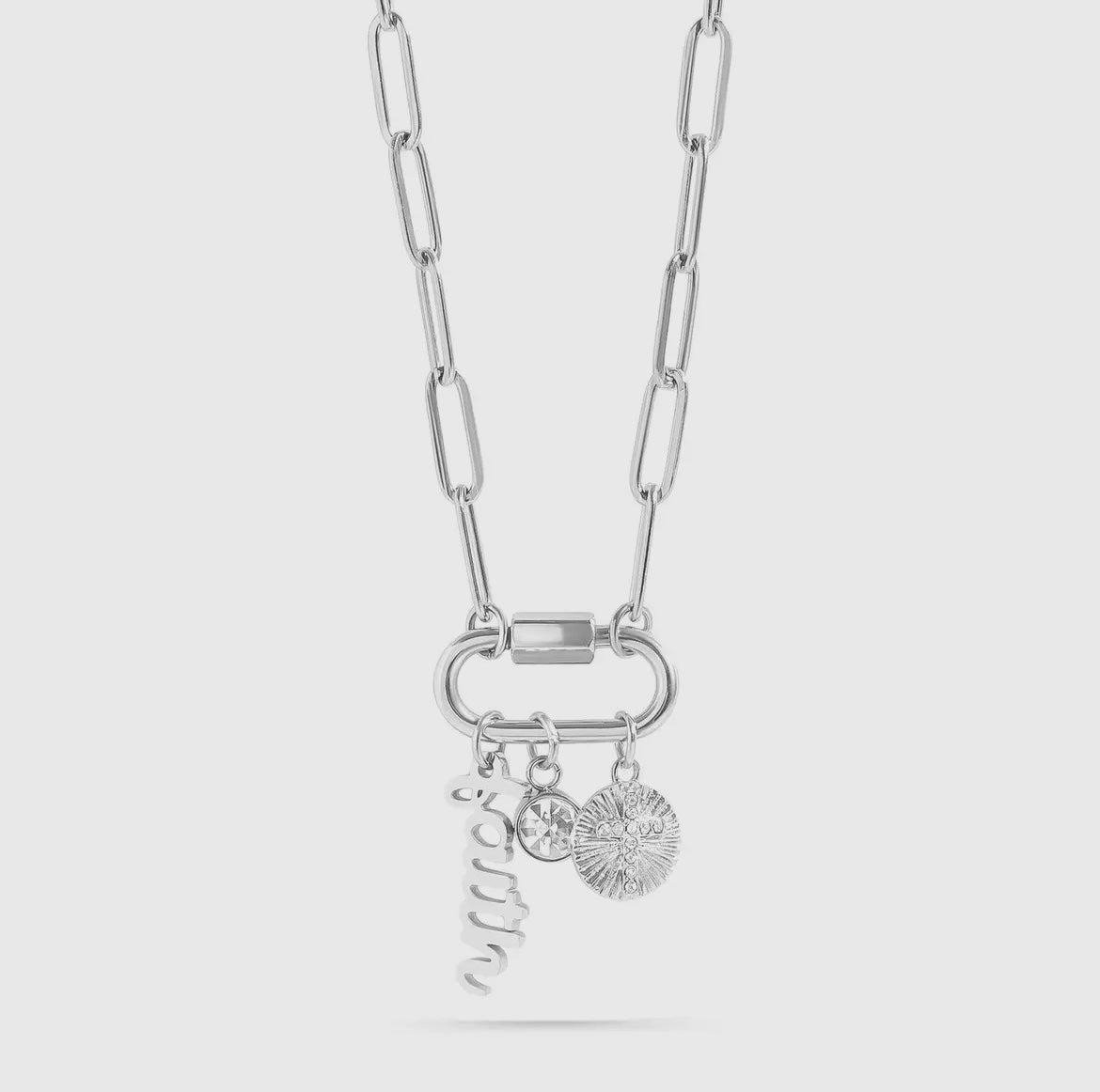Stainless Steel Faith Paperclip Chain Necklace
