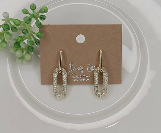 Gold Paperclip Dangle Earrings