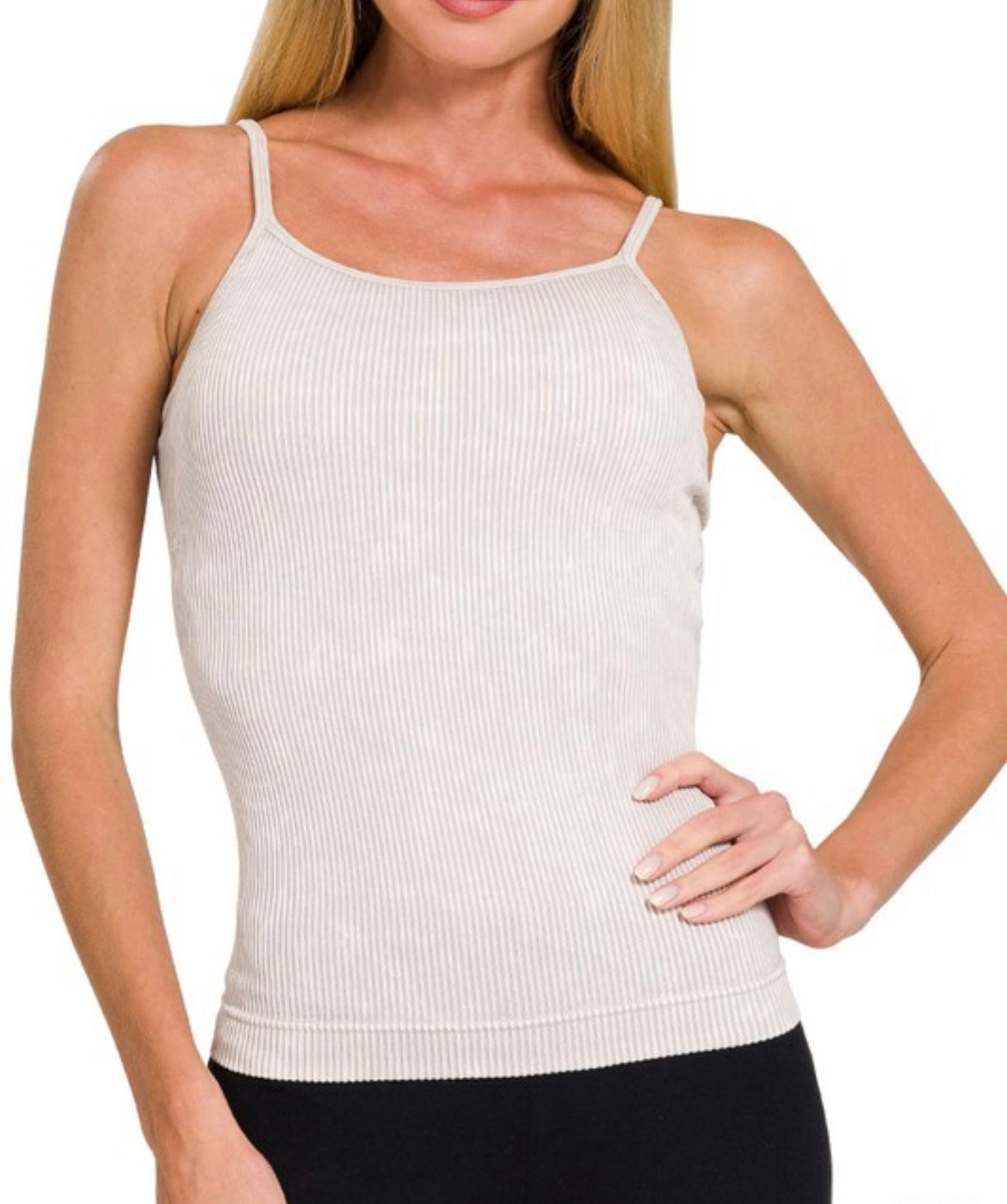 Stone Washed Ribbed Seamless Tank