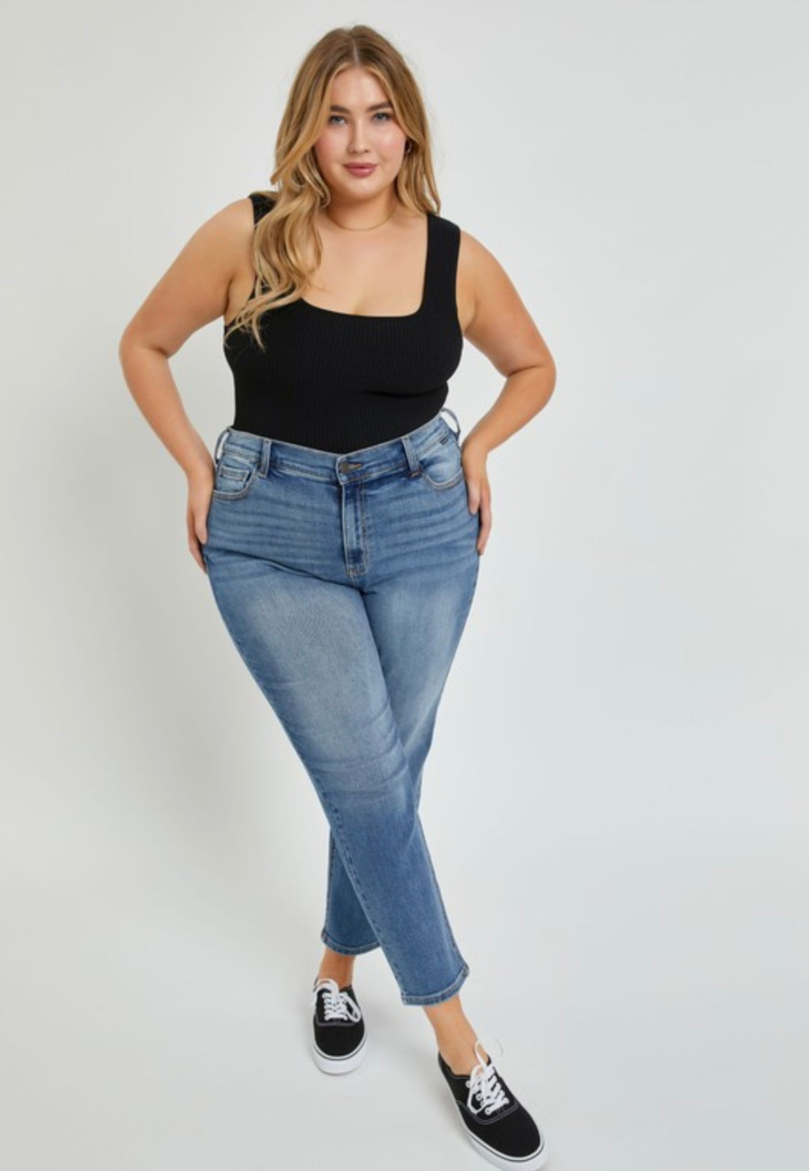 Medium Wash High Rise Mom Jean