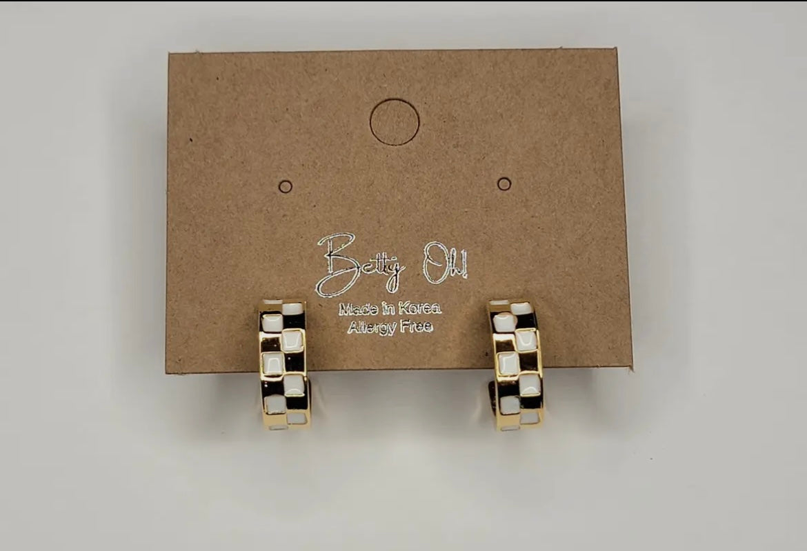 Checkered Hoop Earrings