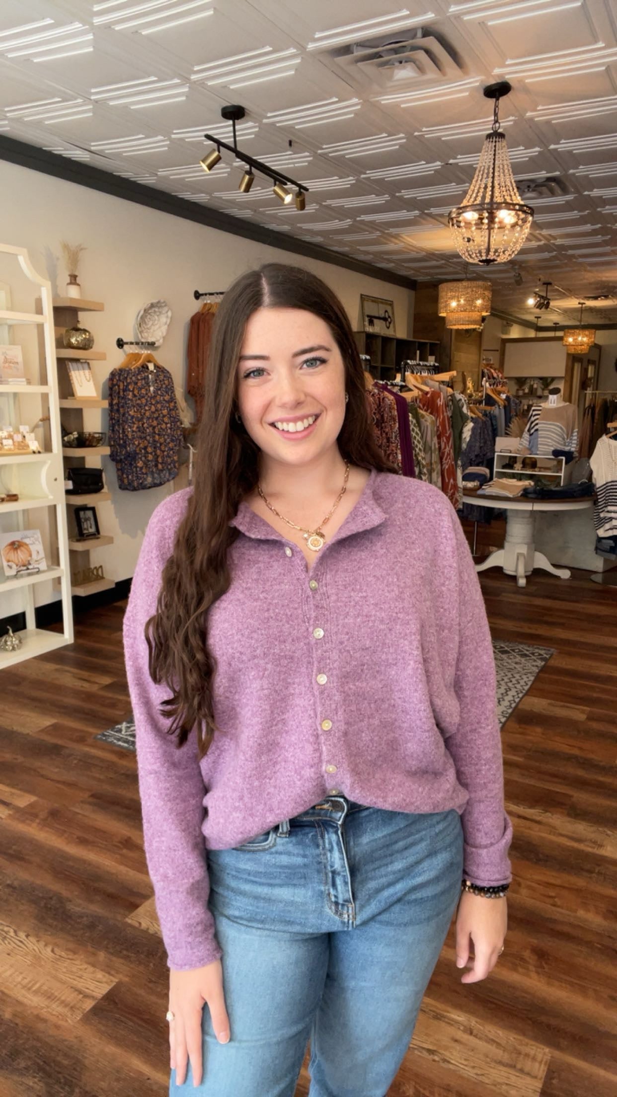 Purple Super Soft Button Down Cardigan