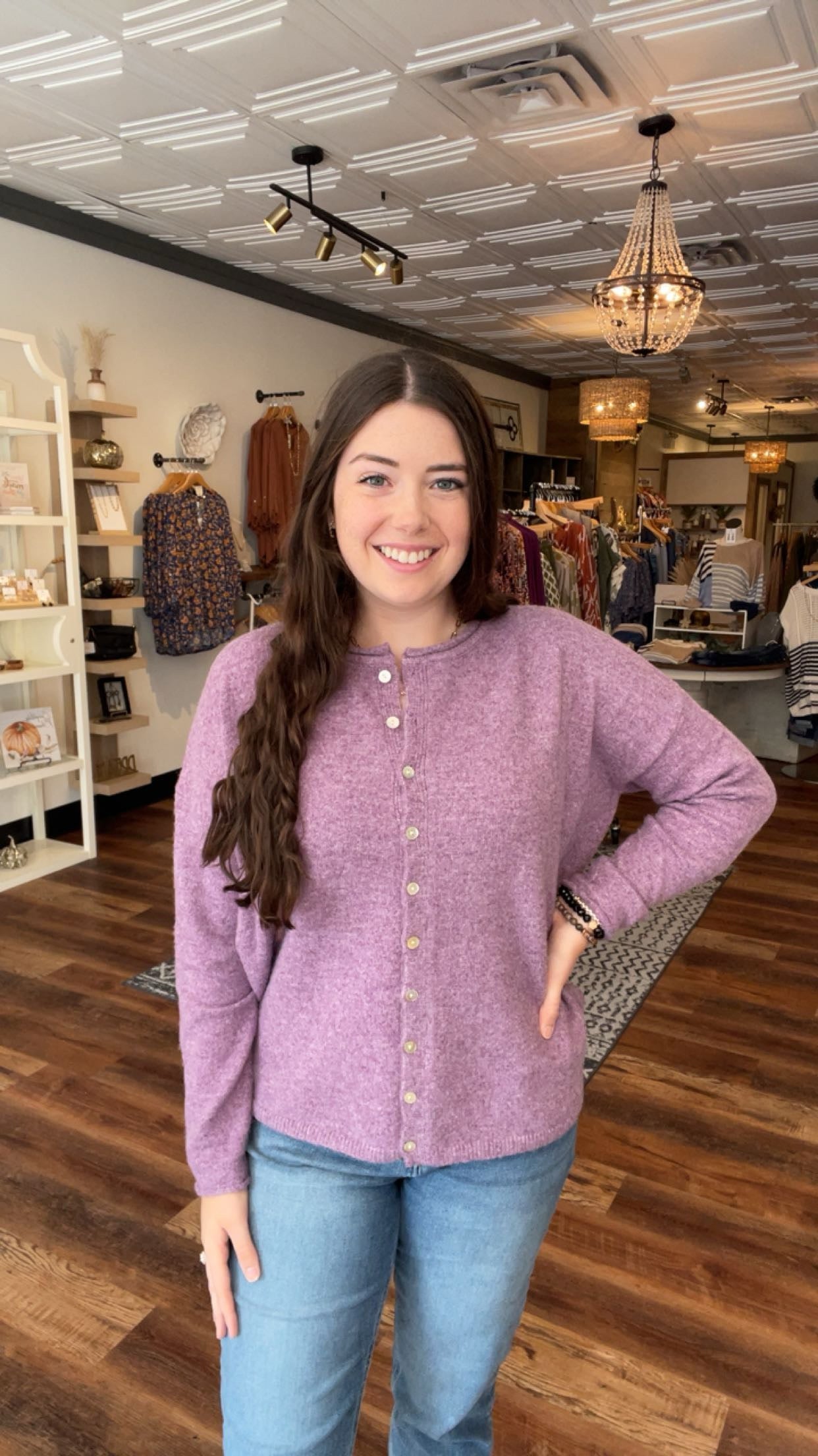 Purple Super Soft Button Down Cardigan
