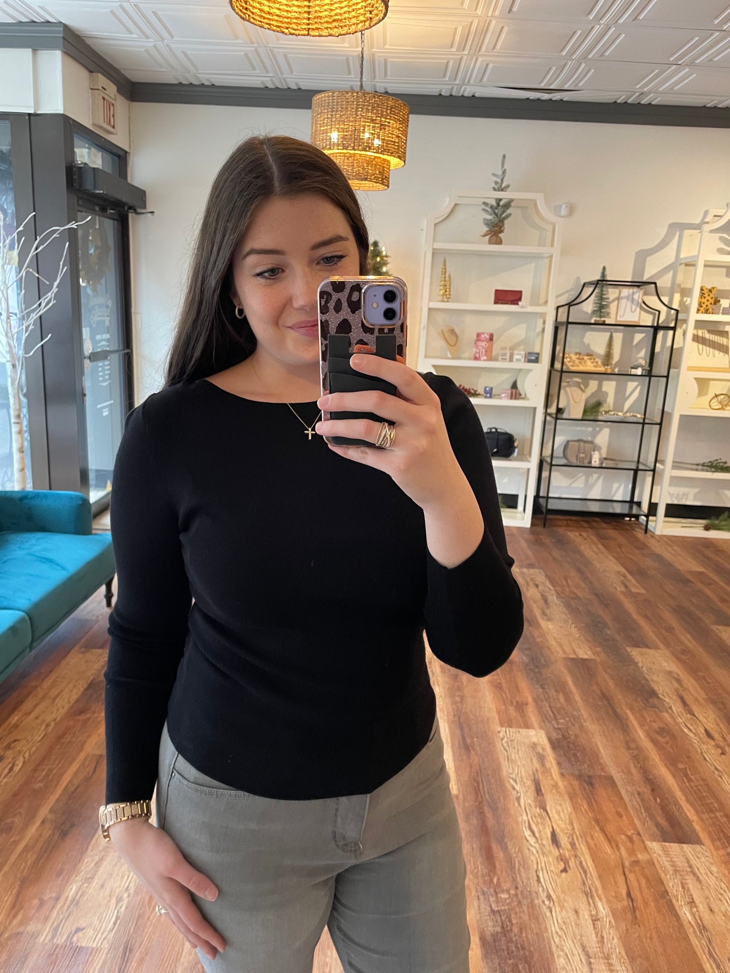 Black Boat Neck Sweater