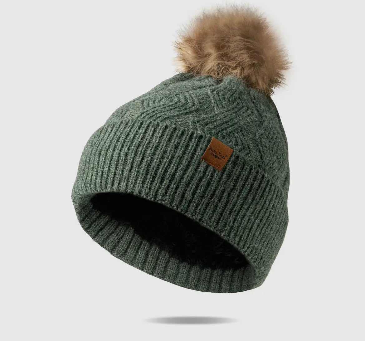 Knit Plush Lined Pom Hat