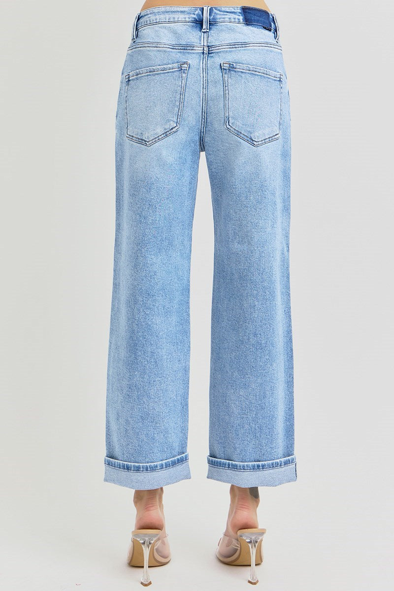Light Wash Boyfriend Cuffed Jeans
