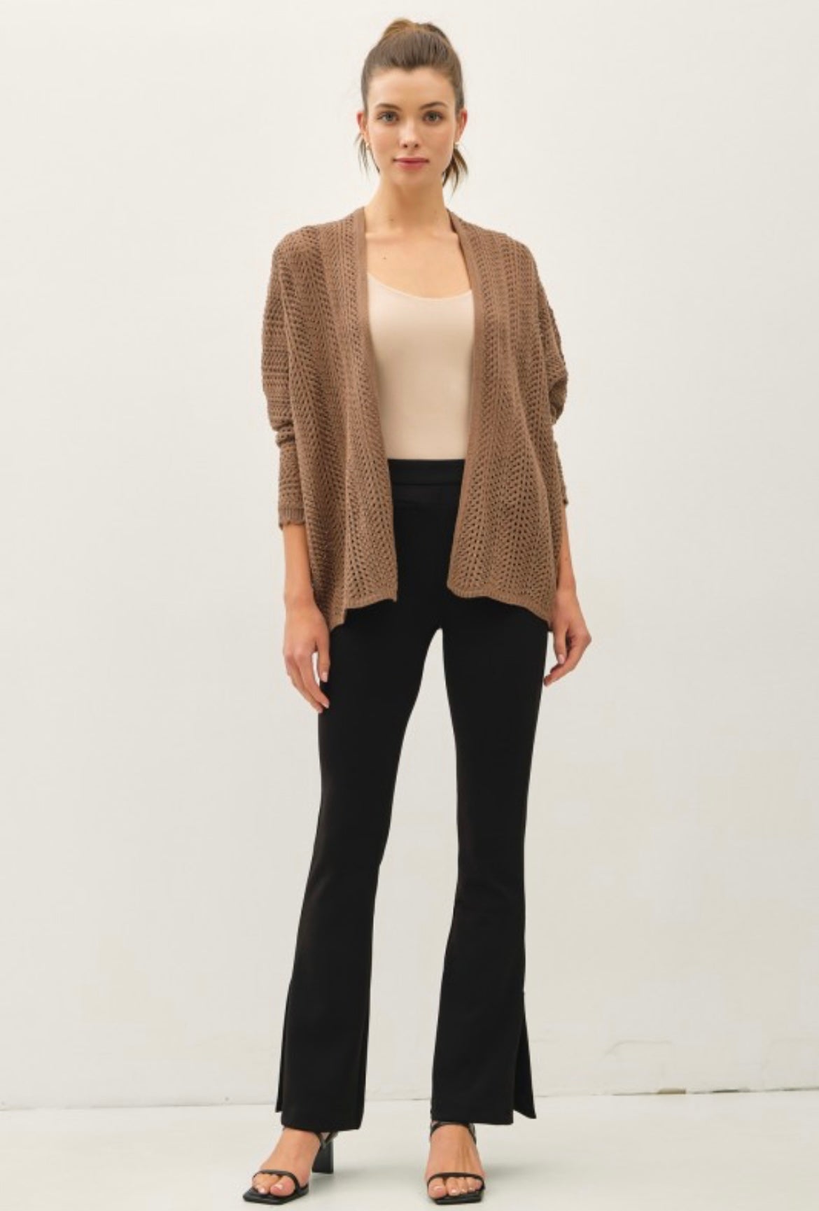 Brown Chunky Crochet Scalloped Edge Cardigan