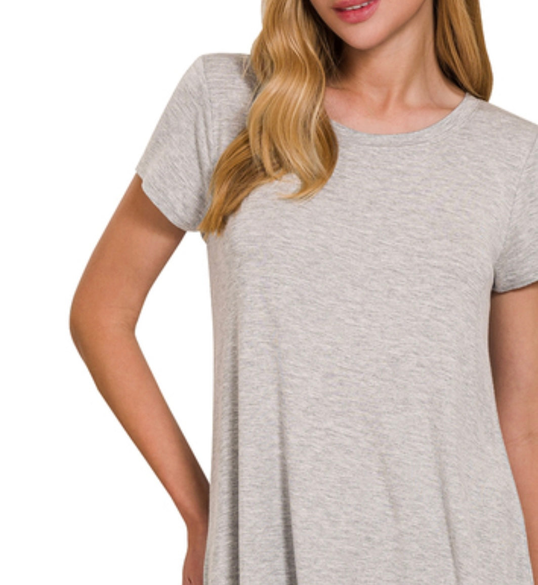 Flowy Round Hem Short Sleeve Top