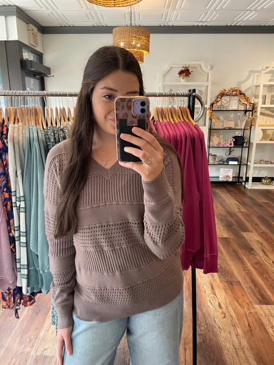 Mocha Pointelle Sweater