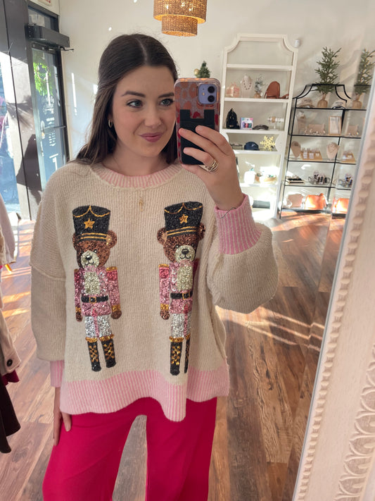 Nutcracker Bear Sequin Sweater